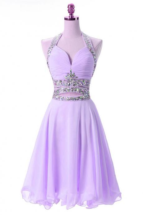 Lovely Lavender Chiffon Knee Length Party Dresses, Cute Teen Formal Dress, Homecoming Dresses
