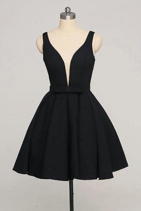 Black Short Simple Homecoming Dresses, Knee Length Formal Dress, Lovely Formal Dresses