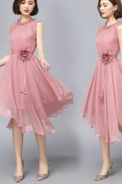 Pink Short Chiffon Bridesmaid Dresses, Lovely Bridesmaid Dresses, Short Bridesmaid Dresses