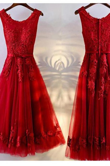 Red Tulle Short Party Dresses, Red Party Gowns, Red Homecoming Dresses