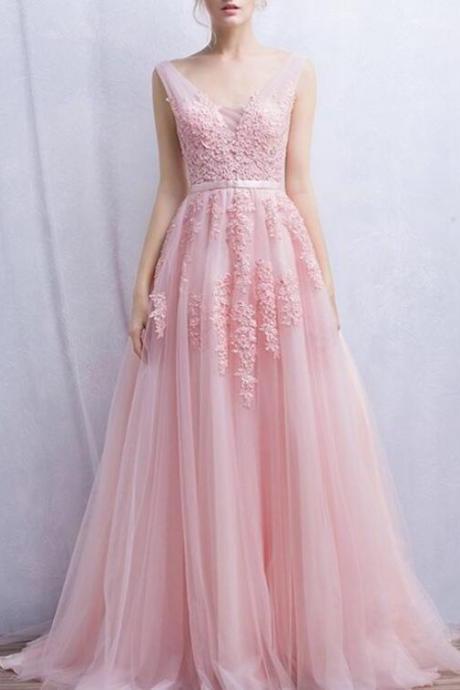 Pink Tulle Prom Dress, Selling Prom Dress, Junior Prom Dress 2018