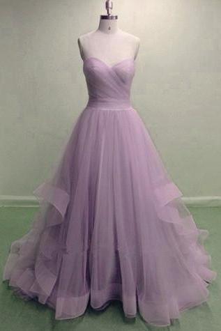 Pretty Tulle A-line Prom Dress, Sweetheart Formal Gowns, Lovely Gowns