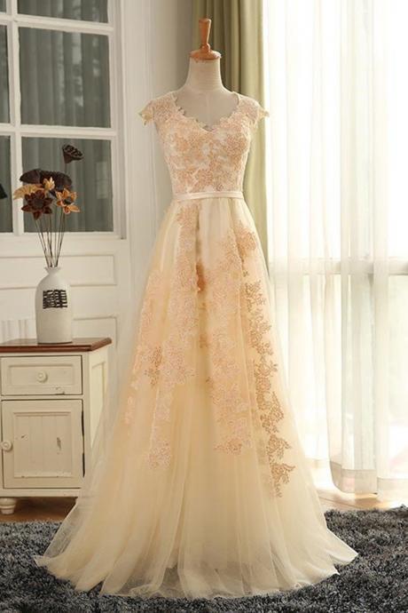 Handmade Pretty Tulle Long Woman Formal Gown With Applique, Party Gowns, Charming Formal Dress