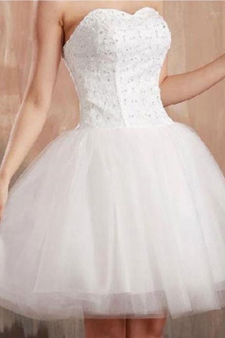 White Short Tulle Cute Homecoming Dress, Lovely Teen Formal Dress, Party Dress 2018