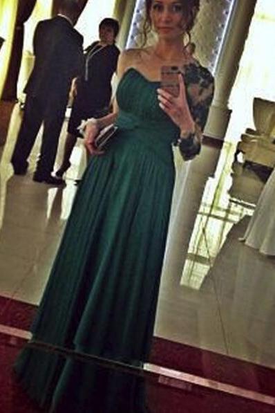 Dark Green One Shoulder Pretty Elegant Evening Dress, Prom Dress 2018, Party Dress For Weddings