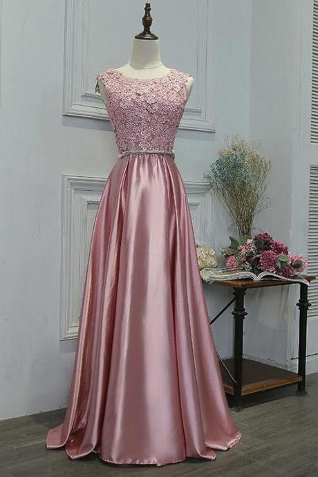 Charming Satin A-line Handmade Party Dress, Beautiful Formal Gowns, Prom Dress 2018