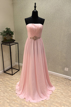 Pink Simple Chiffon Beaded A-line Elegant Prom Dress, Pink Party Dress, Pink Formal Dress 2018