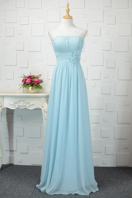 Light Blue Floor Length Bridesmaid Dresses, Simple Bridesmaid Dress 2018, Blue Formal Dresses