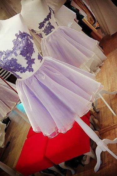 Lavender Organza Sweetheart Party Dresses, Short Homecoming Dresses 2018, Cute Party Dresses
