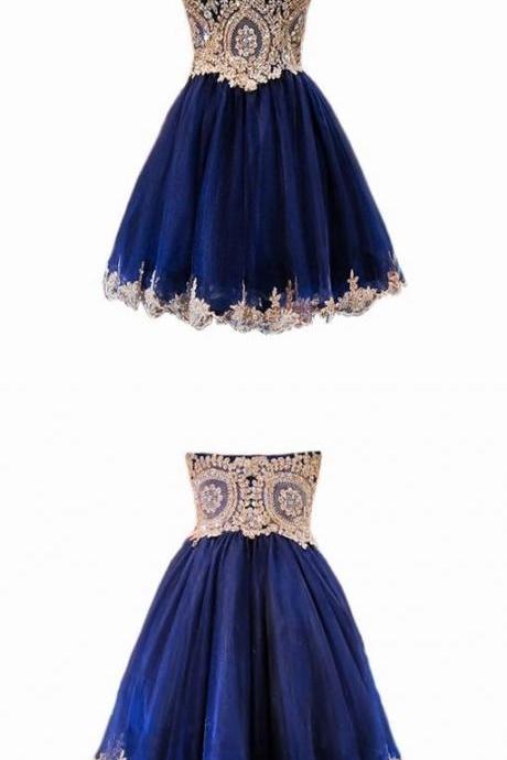 Navy Blue Cute Short Homecoming Dresses, Lovely Formal Dress, Lovely Short Prom Dress