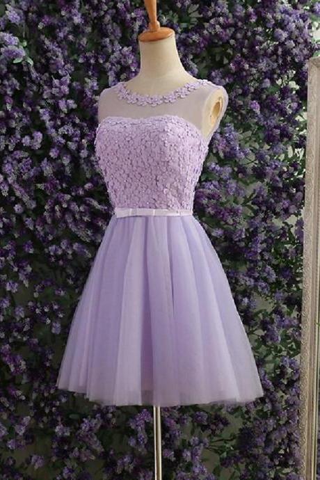 Light Purple Short Homecoming Dress, Tulle Party Dress, Lovely Party Dress 2019