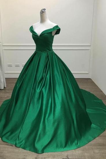 Green Gorgeous Prom Gowns, Lovely Prom Dresses, Pretty Formal Gowns 2019