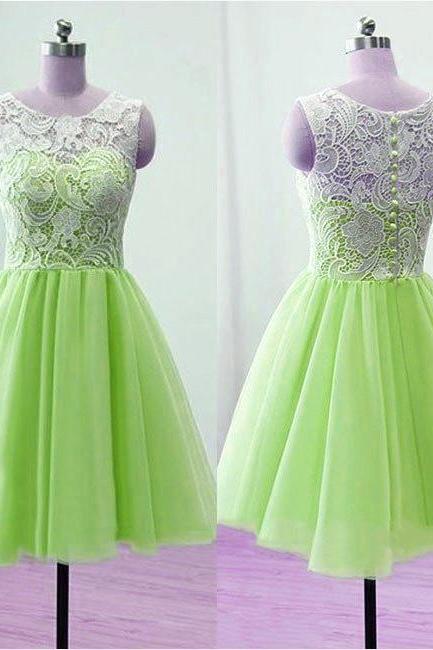 Lace And Tulle Homecoming Dresses, Pretty Knee Length Prom Dresses 2019