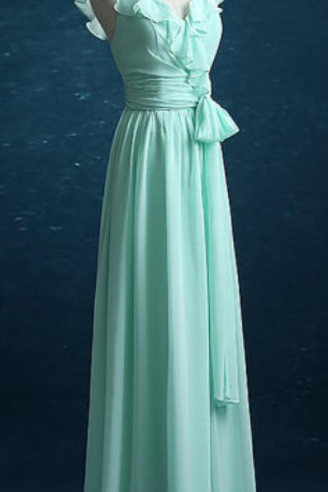 Mint Green Bridesmaid Dress, Chiffon Long New Style Bridesmaid Dresses, Party Dress 