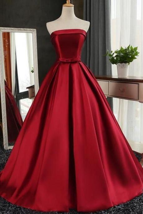 Dark Red Prom Dresses, Gorgeous Formal Gowns, Satin Long Party Dress 2019