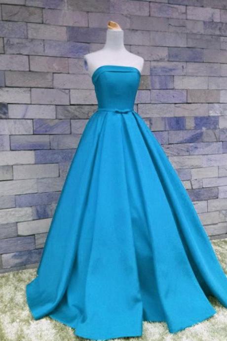 Blue Satin Floor Length Party Gown, Prom Dress 2019, Prom Gown