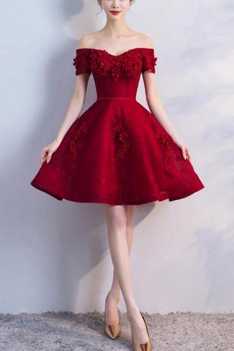 Lovely Dark Red Homecoming Dress, Beautiful Cut Party Dress 2019
