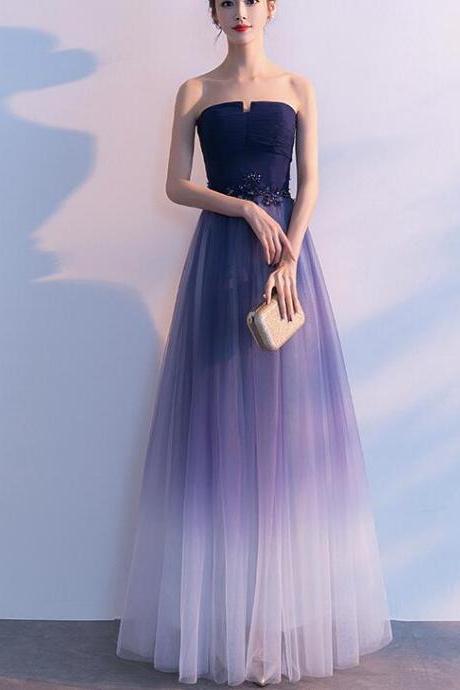 Gradient Long Tulle Formal Gown, Pretty Handmade Junior Prom Dress 2019