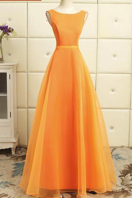 Orange Lovely Long Organza Formal Dress, Charming Party Dress 2019