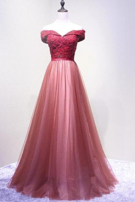 Red Off Shoulder New Style Prom Dress 2019, Charming Formal Gown, Party Dress 2019