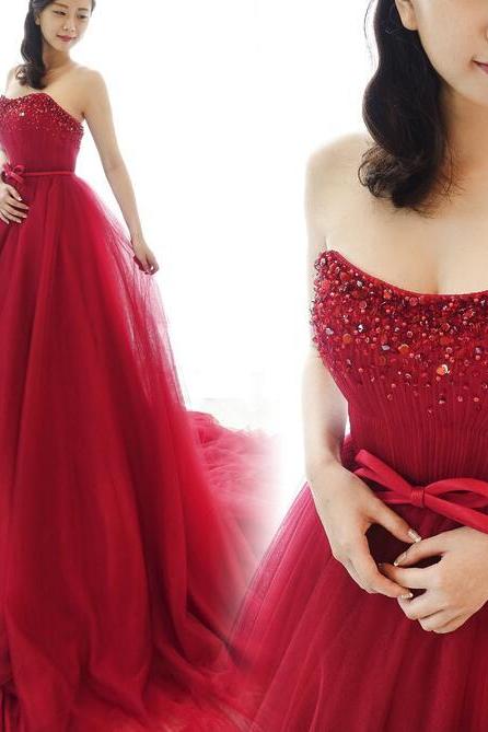 Wine Red Charming Beaded Formal Gown 2019, Party Dresses 2019, Burgundy Evening Dress