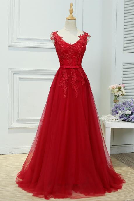 Red Tulle Simple Party Dresses 2019, Beautiful Formal Gowns 2019