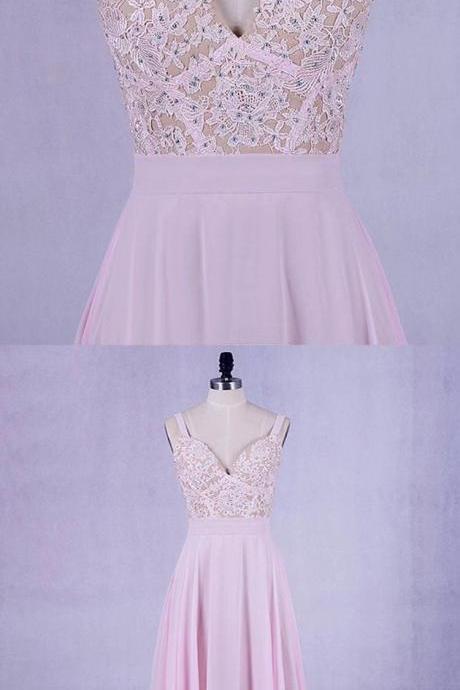 Charming Pink Chiffon Applique Sweetheart Formal Gown, Beautiful Prom Dresses 2019