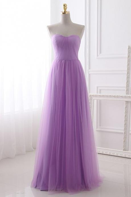 Light Purple Sweetheart Bridesmaid Dress, Beautiful Tulle Formal Gown 2019