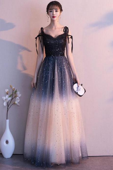 Gradient Tulle Straps Charming Party Dress, Gorgeous Formal Gowns 2019