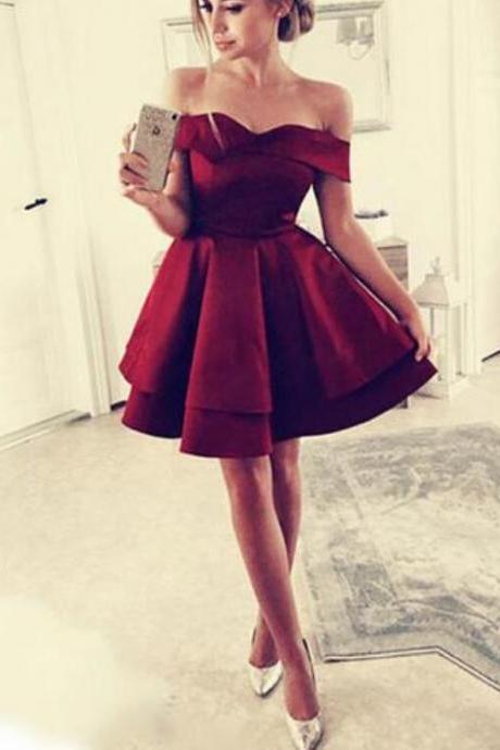 Beautiful Satin Off Shoulder Short Homecoming Dress 2019, Lovely Formal Gown 2019