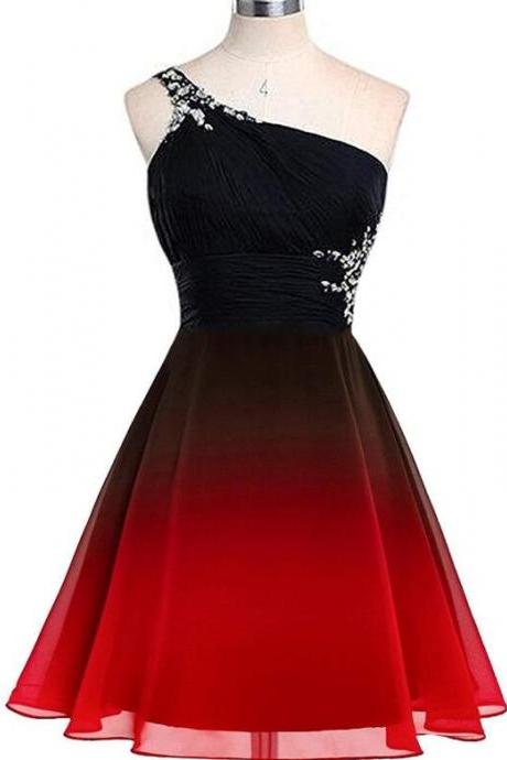 Beautiful One Shoulder Gradient Party Dress, Gradient Formal Dresses