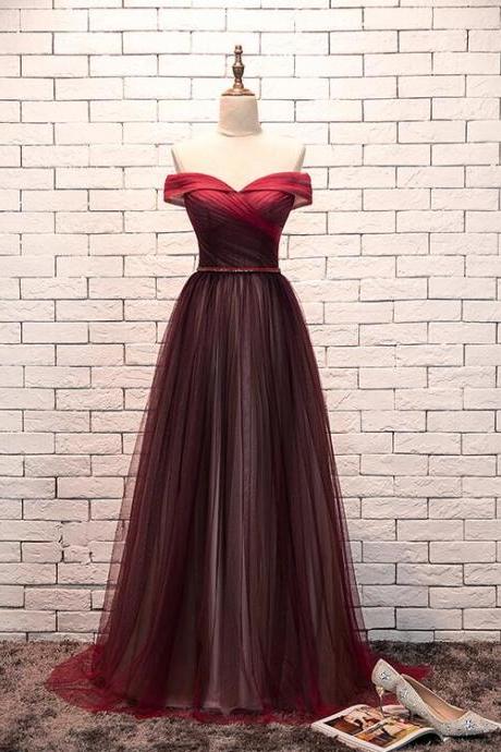 Gradient Red And Black Tulle Sweetheart Party Dress 2019, Long Formal Gown 2019