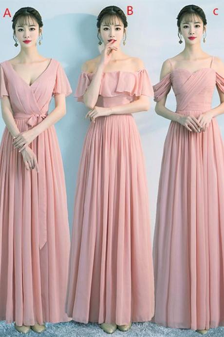 Lovely Simple Pink Bridesmaid Dresses, Long Bridesmaid Dresses 2019
