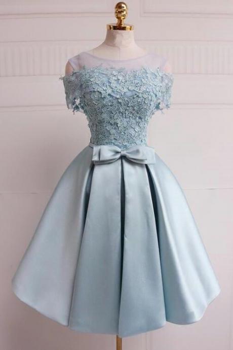 Charming Light Blue Off Shoulder Homecoming Dress 2019, Beautiful Short Party Dress