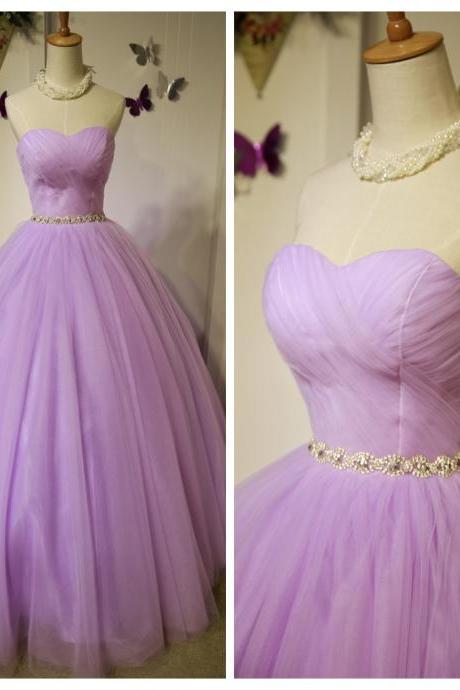 Lovely Lavender Tulle Sweetheart Long Sweet 16 Dress, Charming Formal Gown 2019