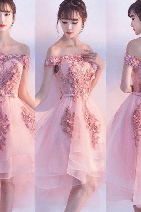 Cute Pink Homecoming Dress 2019, Off The Shoulder Party Dress