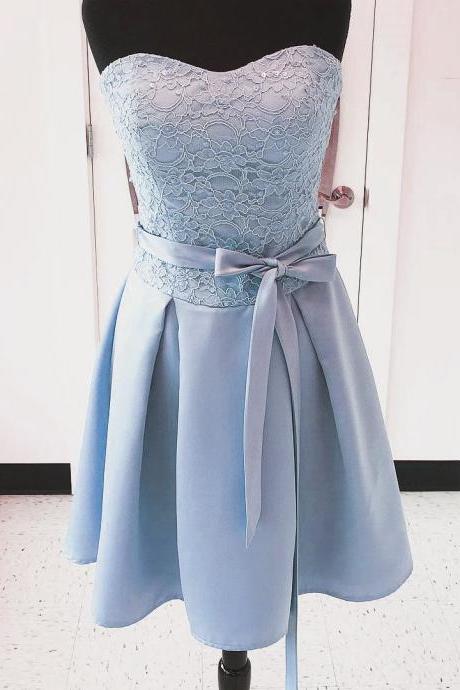 Beautiful Lace And Satin Homecoming Dress, Lovely Bridesmaid Dress