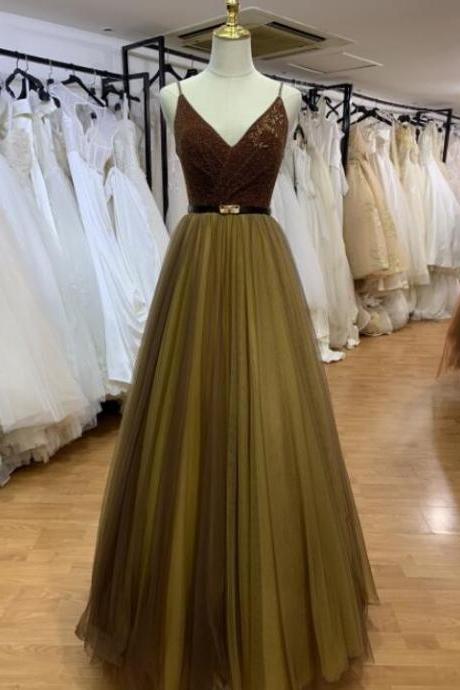 Gorgeous Tulle V-neckline Straps Evening Gown, Gown 2019