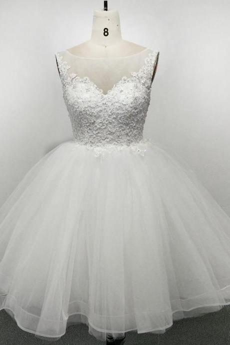 White Tulle And Lace Vintage Style Wedding Dress, Handmade Beach Bridal Gown