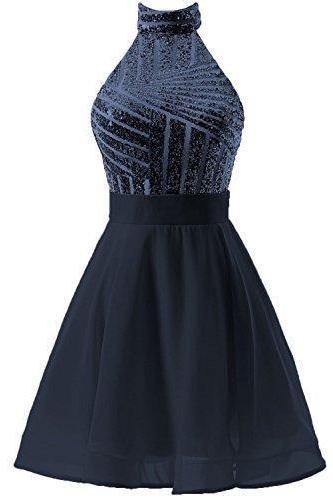 Halter Short Homecoming Dresses Sparkly Cute Homecoming Dress
