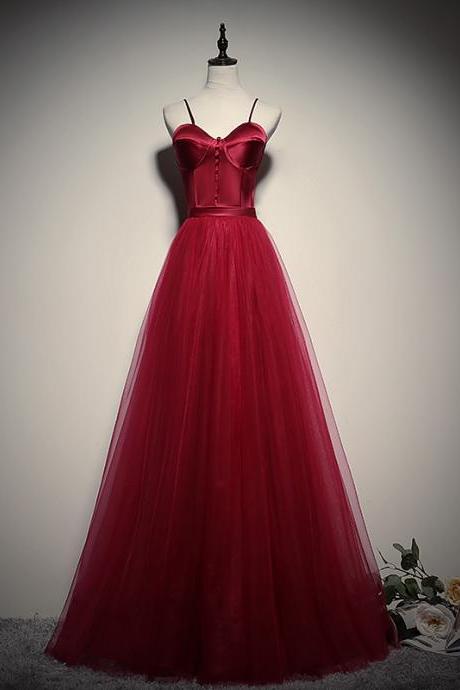 Beautiful Red Tulle Sweetheart Long Prom Dress, Party Dress 2020
