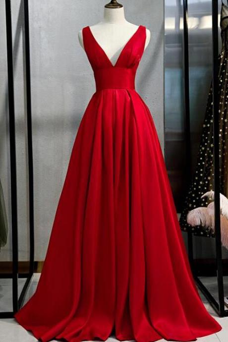 Charming Red Satin Sexy Long Party Dress, Prom Dress 2020