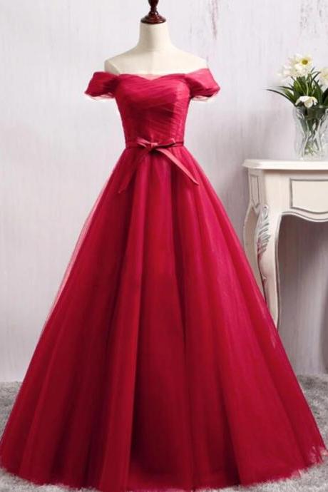 Handmade Tulle Sweetheart Prom Dress, Wine Red Long Party Dress
