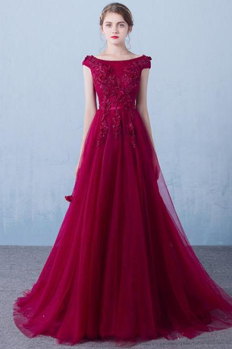 Elegant Burgundy Long Bridesmaid Dress,prom Dress 2020, Formal Gown