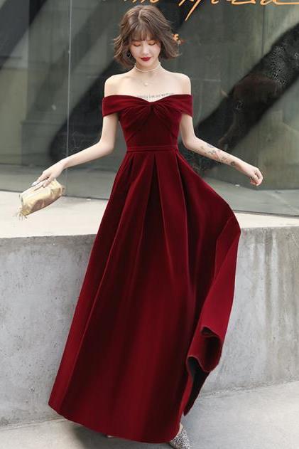 Charming Velvet Long Party Dress, Prom Dress 2020