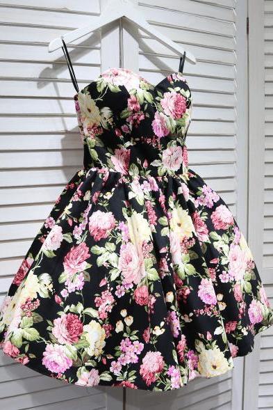 Beautiful Floral Short Sweetheart Party Dress, Lovely Party Dress 2020