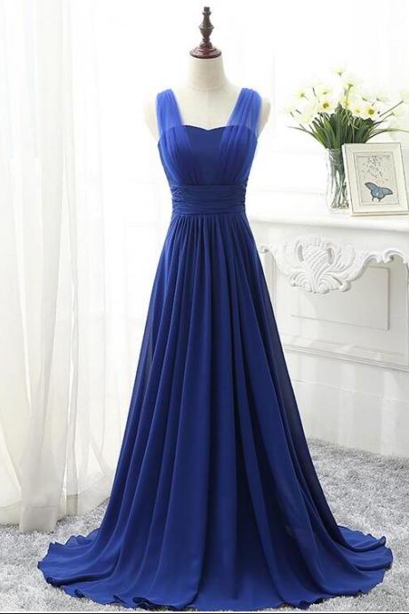 Pretty Royal Blue Long Party Dress, A-line Bridesmaid Dress 