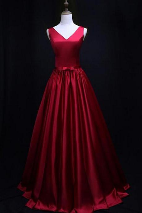 Charming Dark Red Satin Style Prom Dress 2021, Red Long Party Dress