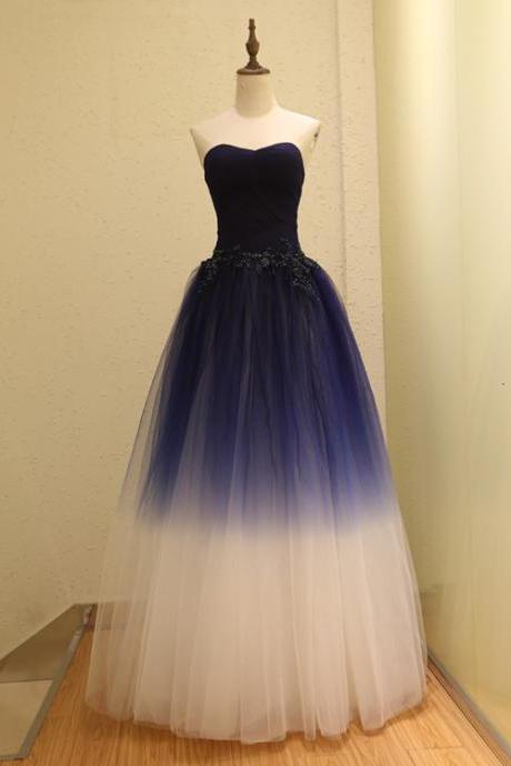 Beautiful Sweetheart Gradient Long Prom Dress, Lace-up Formal Dress Party Dress