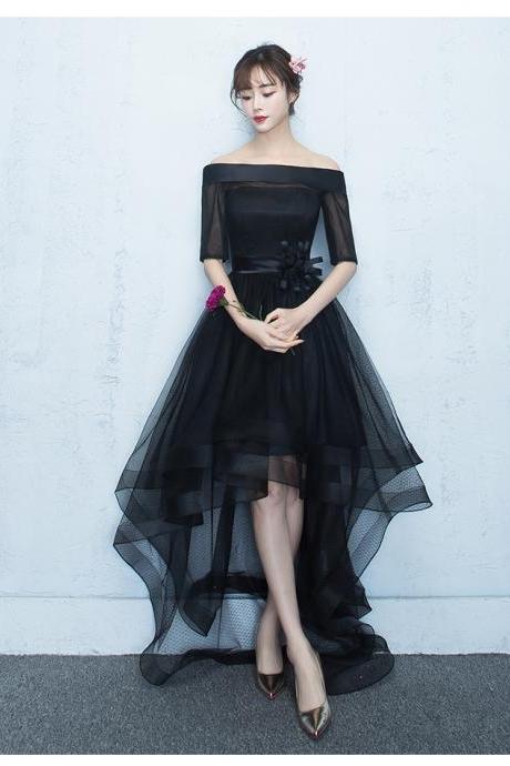 Black High Low Tulle Party Dress Homecoming Dress, Black Lovely Party Dresses